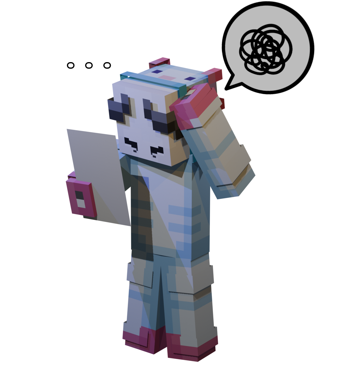 Zmatená postava s prázdným papírem